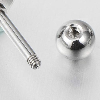 Stainless Steel Womens Half Ball Stud Earrings with Blue Resin Bead, Screw Back 2pcs - COOLSTEELANDBEYOND Jewelry