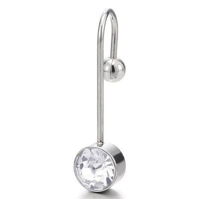 Steel Hook Stud Earrings with Faceted Cubic Zirconia for and Women, Screw Back, 2 pcs - COOLSTEELANDBEYOND Jewelry
