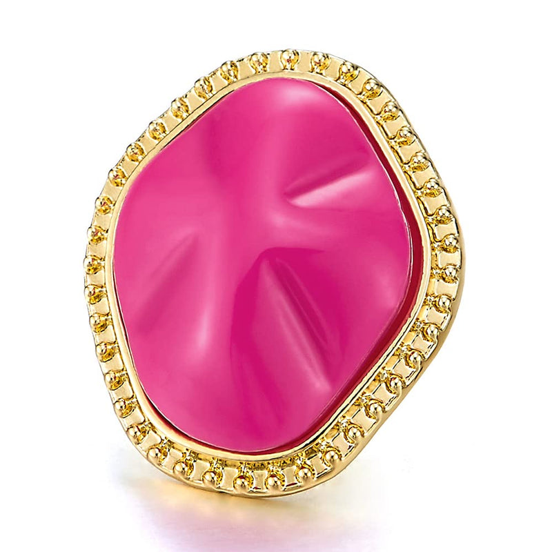 Summer Gold Color Rose Pink Irregular Convex Dotted Statement Stud Earrings - COOLSTEELANDBEYOND Jewelry