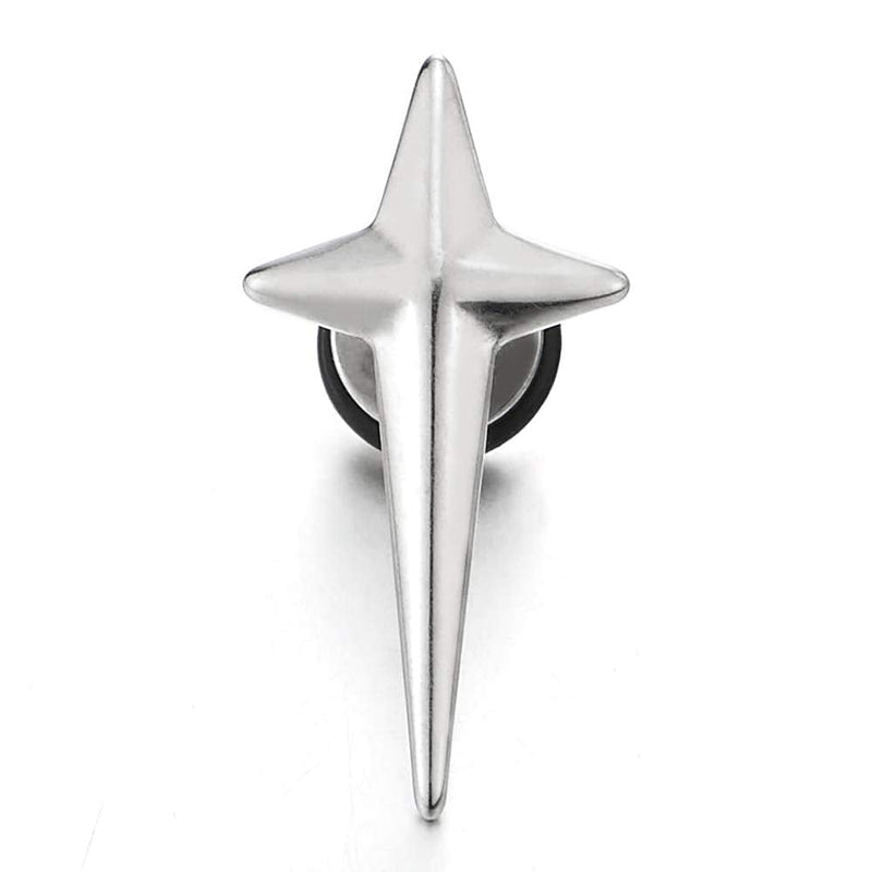 Unique Small Stainless Steel Spiked Cross Stud Earrings for Men and Women, Screw Back, 2pcs - coolsteelandbeyond