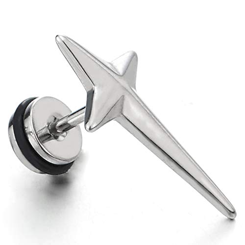 Unique Small Stainless Steel Spiked Cross Stud Earrings for Men and Women, Screw Back, 2pcs - coolsteelandbeyond