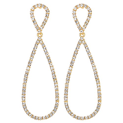 Unique Wedding Bridal Party Prom Rhinestone 8 Shape Infinity Long Dangle Drop Statement Earrings - COOLSTEELANDBEYOND Jewelry