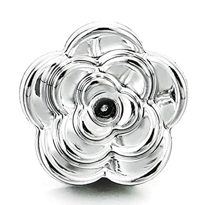 Unique Womens Magnetic Camellia Flower Stud Earring, Non-Piercing Clip On Fake Ear - COOLSTEELANDBEYOND Jewelry