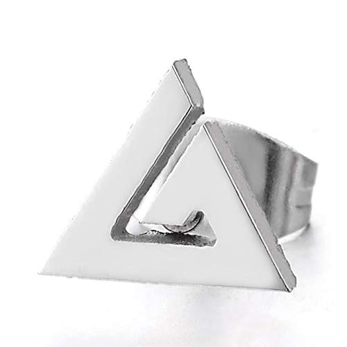 Unisex Mens Womens Stainless Steel Spiral Triangle Ancient Egypt Pyramid Stud Earrings - coolsteelandbeyond