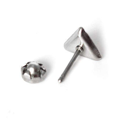 Unisex Small Stainless Steel Black Enamel Triangle Stud Earrings for Man and Women, Screw Back, 2pcs - coolsteelandbeyond