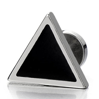 Unisex Stainless Steel Black Triangle Stud Earrings for Man and Women, Screw Back 2pcs - coolsteelandbeyond