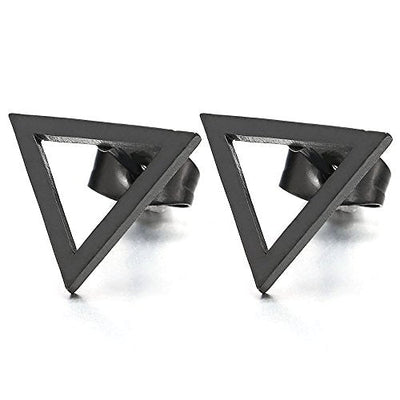 Unisex Stainless Steel Open Triangle Stud Earrings for Man and Women, 2pcs - coolsteelandbeyond