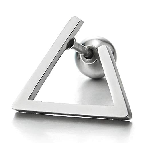 Unisex Stainless Steel Open Triangle Stud Earrings for Man and Women, Screw Back, Polished, 2pcs - coolsteelandbeyond