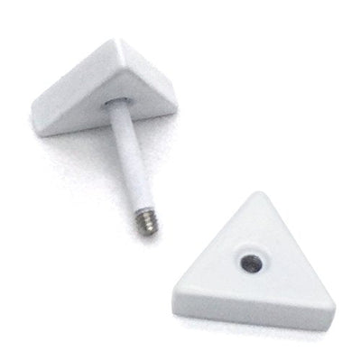 Unisex Stainless Steel White Plain Triangle Screw Stud Earrings for Men and Women, Screw Back, 2pcs - coolsteelandbeyond