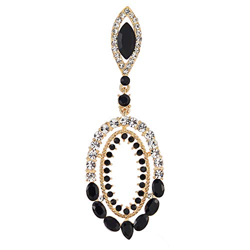 Victorian Marquise Crystal Rhinestone Cluster Large Oval Dangle Statement Earrings - COOLSTEELANDBEYOND Jewelry