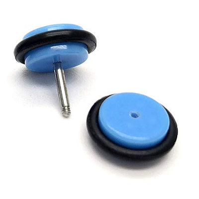 Womens Mens 2pcs 10MM Blue Screw Stud Earrings, Steel Cheater Fake Ear Plugs Gauges Illusion Tunnel - COOLSTEELANDBEYOND Jewelry