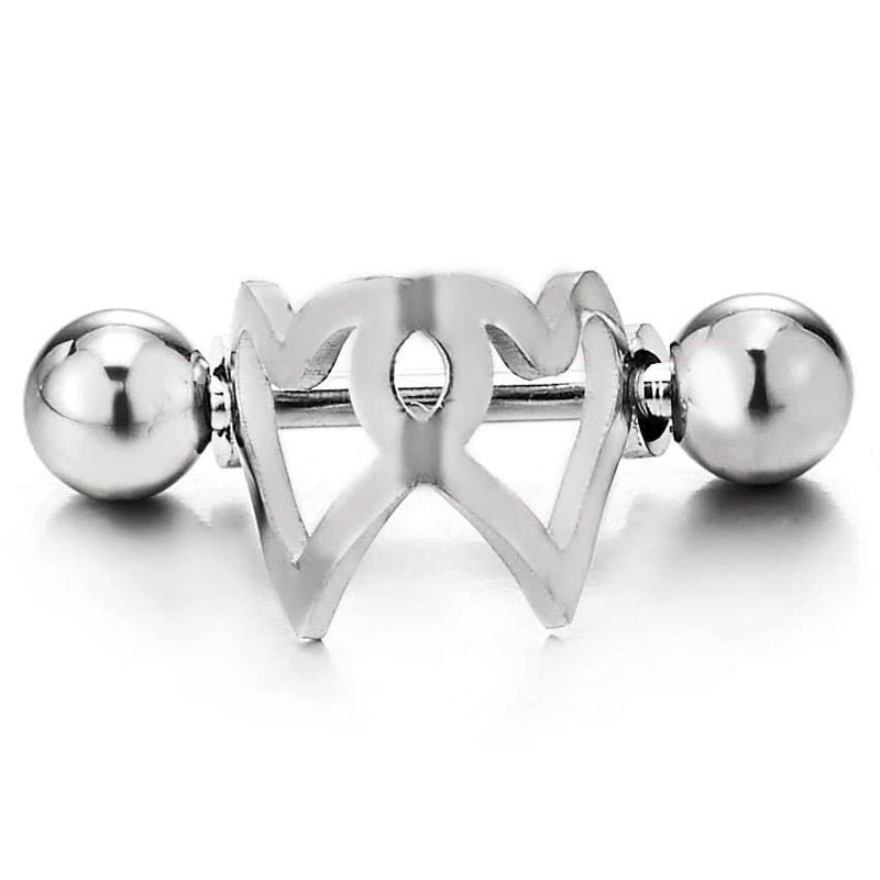 Womens Stainless Steel Open Heart Half Circle Huggie Hinged Hoop Earrings, 2pcs - COOLSTEELANDBEYOND Jewelry