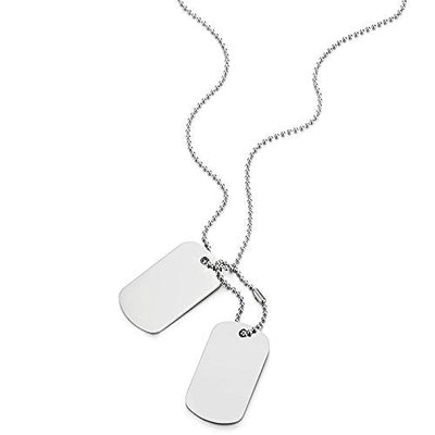 COOLSTEELANDBEYOND Classic Two-Pieces Mens Stainless Steel Dog Tag Pendant Necklace with 28.7 inches Ball Chain - coolsteelandbeyond