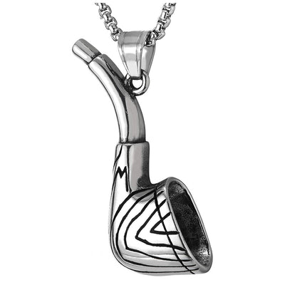 Mens Stainless Steel Tobacco Smoking Pipe Pendant Necklace,Hip Hop Punk Rock ,30 inches Wheat Chain