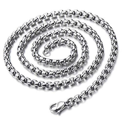 COOLSTEELANDBEYOND Mens Womens Steel Deer Reindeer Head Skull Skeleton Horn Pendant Necklace with 30 Inches Wheat Chain - coolsteelandbeyond