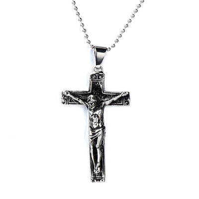 Gothic Crucifix Cross Pendant Necklace for Men and Women, Stainless Steel Design with 30-Inch Steel Ball Chain for a Bold, Timeless Look - COOLSTEELANDBEYOND Jewelry