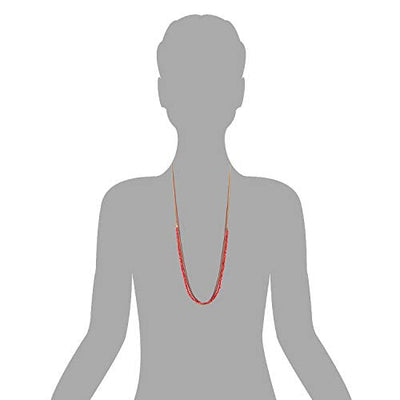 Gold Red Statement Necklace Multi-Strand Long Chains with Red Crystal Beads String Pendant, Dress - coolsteelandbeyond