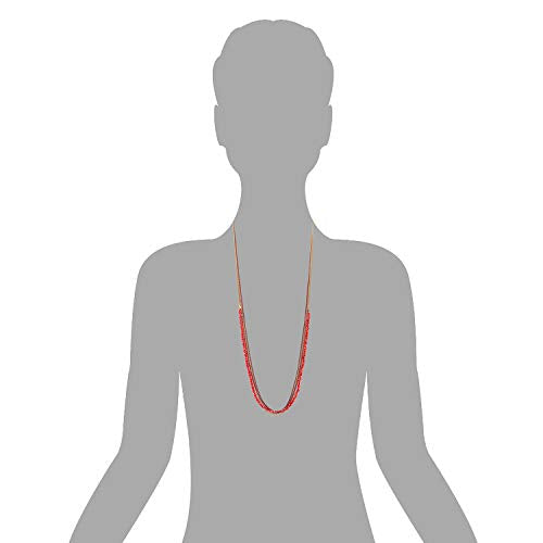 Gold Red Statement Necklace Multi-Strand Long Chains with Red Crystal Beads String Pendant, Dress - coolsteelandbeyond