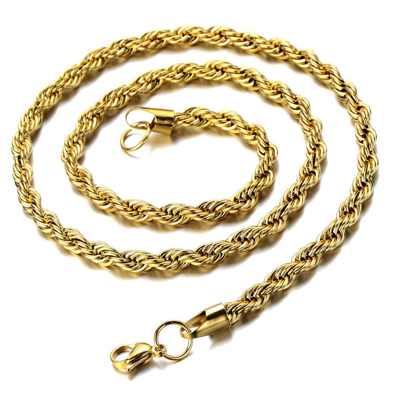 COOLSTEELANDBEYOND Mens Women Large Steel Gold Cross Pendant Necklace with Cubic Zirconia and 30 inches Rope Chain - coolsteelandbeyond