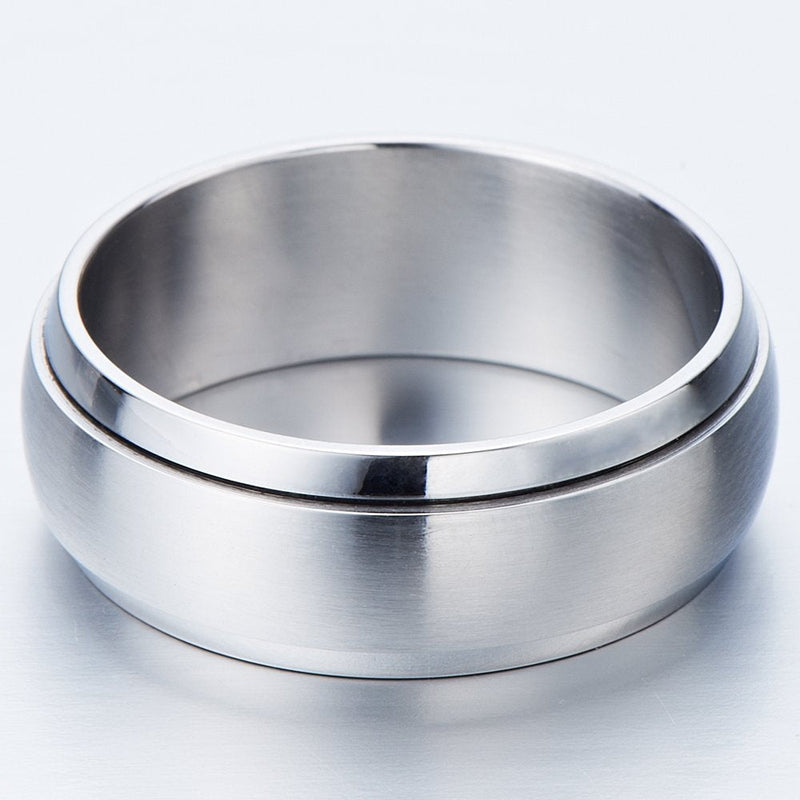 COOLSTEELANDBEYOND Refined Style Stainless Steel Spinner Unisex Ring Man Ring Comfort Fit 8mm - coolsteelandbeyond